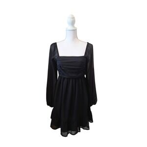 Sugarlips Black Bodice Sheer Long Sleeve Ruffle Mini Dress XS Whimseygoth